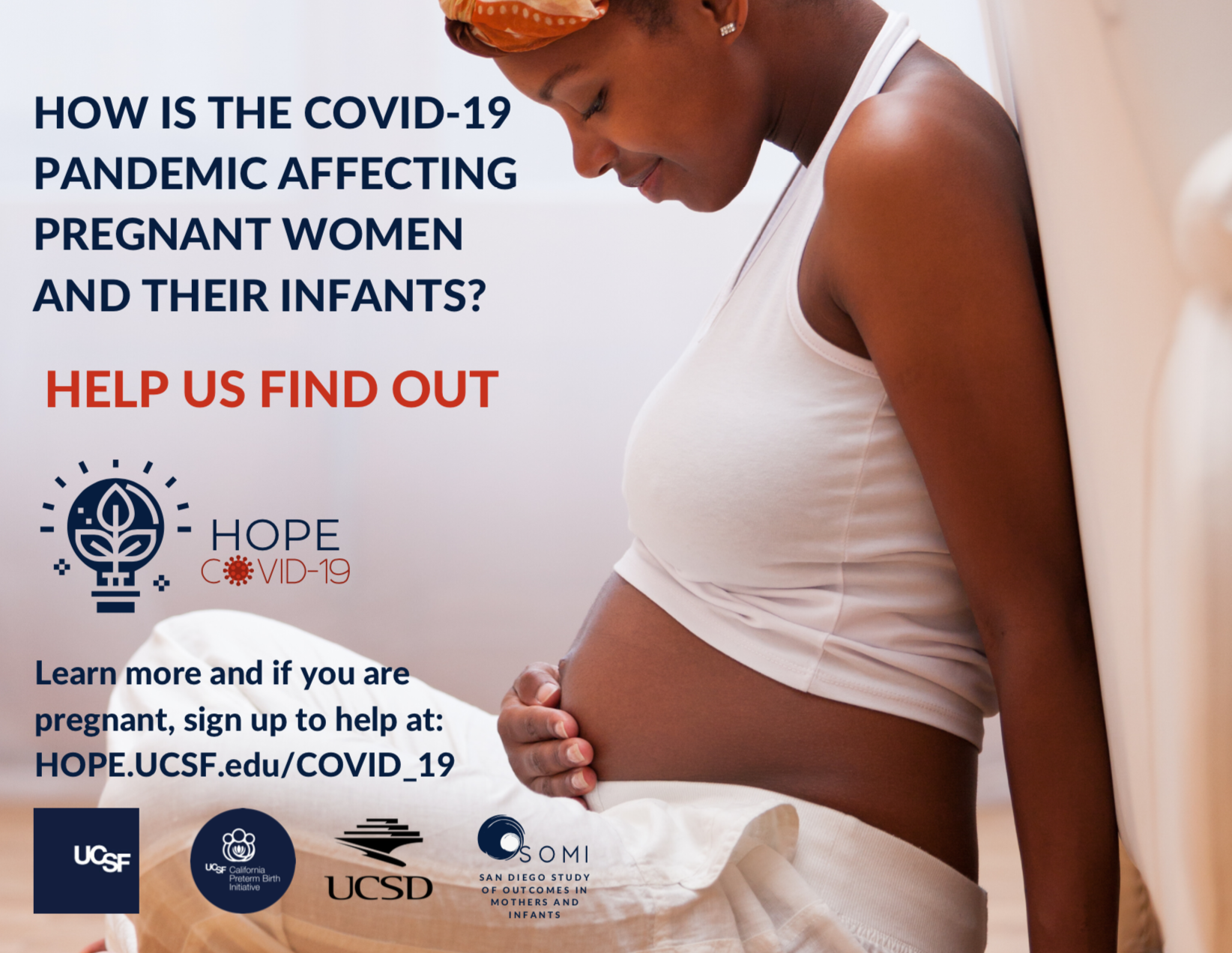 Pregnant woman smiling at her baby with information about HOPE study